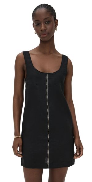 Little Lies Embroidery Stitch Short Dress Black S