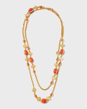 Long Gold and Stone Necklace