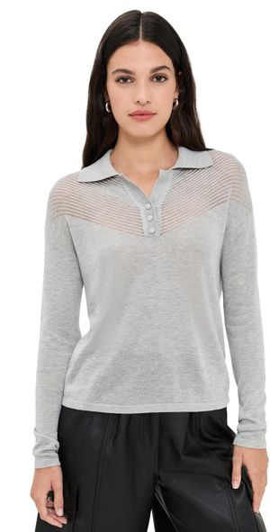 Proenza Schouler White Label Nell Polo in Lightweight Cashmere Pale Grey Melange XL