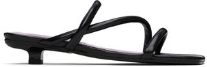 BY FAR Black Morena Nappa Leather Heeled Sandals