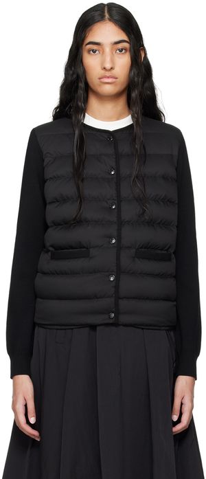 Moncler Black Paneled Down Cardigan