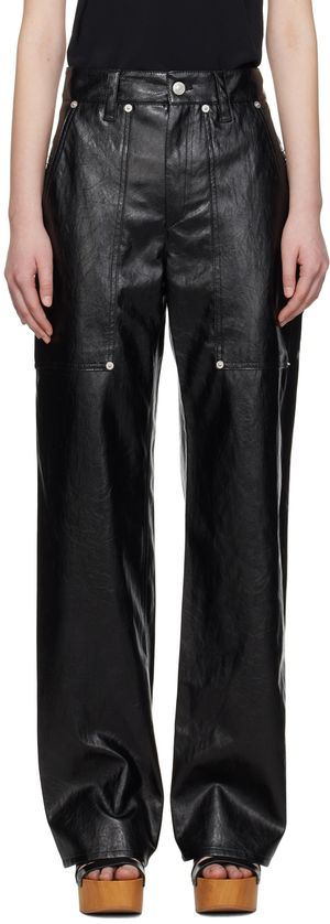 Isabel Marant Etoile Black Ariete Faux-Leather Trousers