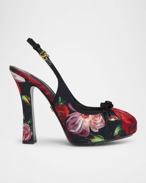 Slingback Floral Ballerina Stiletto Pumps