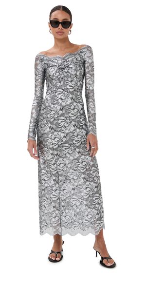 rabanne Long Lace Dress Black / Silver 34