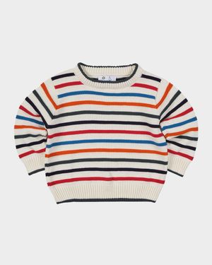 Boy's Raised Stripe Cotton Sweater, Size 12M-4