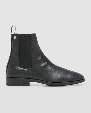 Men's Croc-Embossed Leather Chelsea Boots