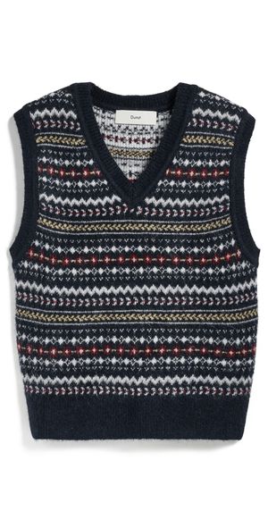 DUNST Unisex Crafted V Neck Knit Vest Navy XL