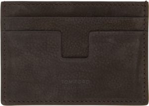 TOM FORD Brown Nubuck Money Clip Card Holder