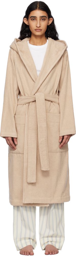 Tekla Beige Hooded Bathrobe
