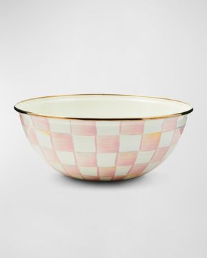 Rosy Check Enamel Everyday Bowl, Medium