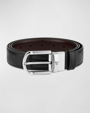 Men's Horseshoe-Buckle Reversible Leather Belt