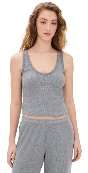 perfectwhitetee Hazel Waffle Tank Heather Grey XS