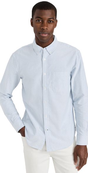 Club Monaco Long Sleeve Stripe Oxford Shirt Blue/White Stripe XS