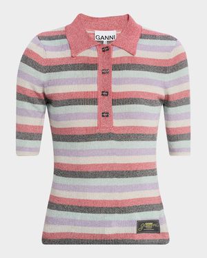 Sparkly Rib-Knit Polo