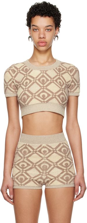 Marine Serre Beige Crop Sweater