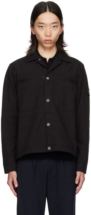 Stone Island Surchemise noire à écusson à logo