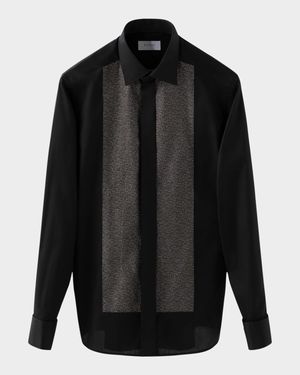 Men's Evening Jacquard Bib Slim-Fit Dress Shirt