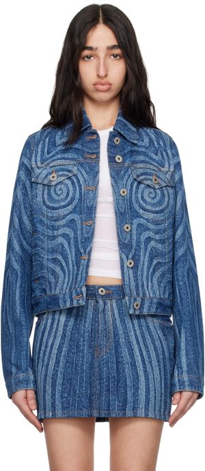 Jean Paul Gaultier Blue Spiral Denim Jacket