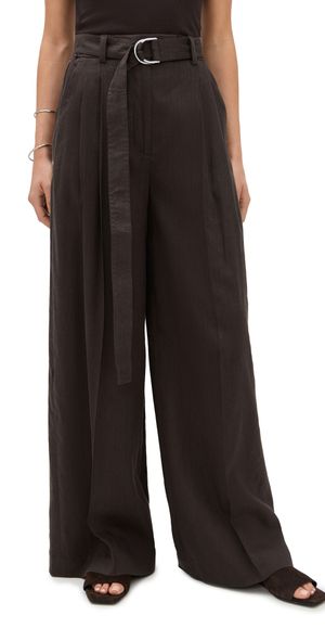 Helmut Lang Wide Double-Pleat Trousers with Belt Espresso 6