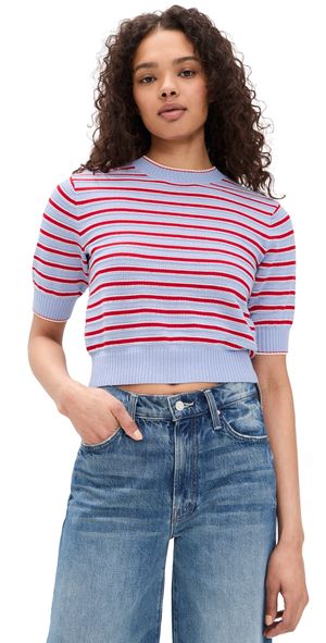 Madewell Ella Stitch Stripe Tee Light Blue Trio Stripe L