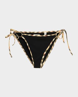Check-Trim String Bikini Bottoms
