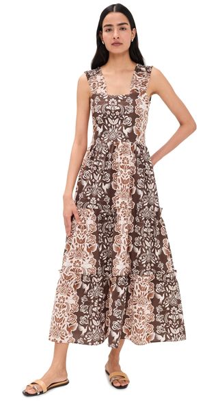 The Lulo Project The New Sunset Dress Brown Folk Paisley XS