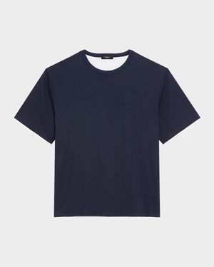 Men's Pima Cotton Double-Layer Crewneck T-Shirt