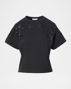 Kelly Boxy Beaded Floral Tee