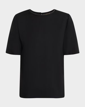Sylvie Chain-Trim Crewneck Blouse
