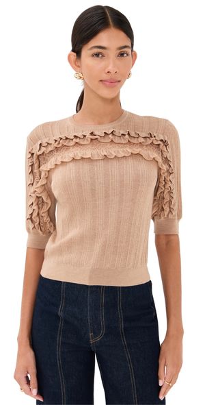 Ulla Johnson Salima Short Sleeve Knit Camel Melange S