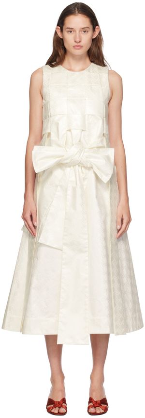 SUPER YAYA Off-White Linda Beatrice Midi Dress