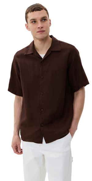 NN07 Julio Linen Camp Shirt Coffee XL