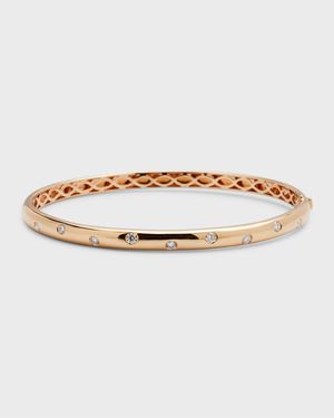 18k Rose Gold 9-Diamond Oval Bangle