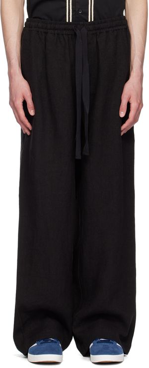 COMMAS Black Wide-Leg Linen Trousers