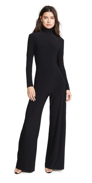 Norma Kamali Long Sleeve Turtleneck Jumpsuit Black L