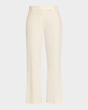 Stretch Cotton Gabardine Kickflare Ankle Cigarette Pants