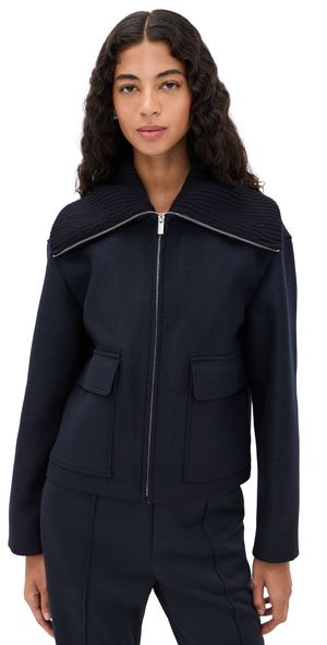 Theory Cozy Collared Jacket Navy M
