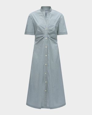 Noor Pleated Geometric-Print Midi Shirtdress