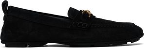 Versace Black Villa Suede Driver Loafers