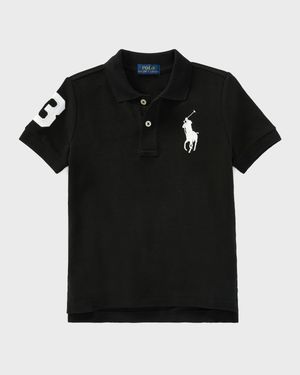 Boy's Big Pony Mesh Knit Polo, Size 4-7