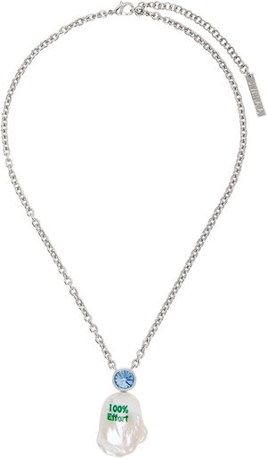 JIWINAIA SSENSE Exclusive Kids Silver '100% Effort' Necklace