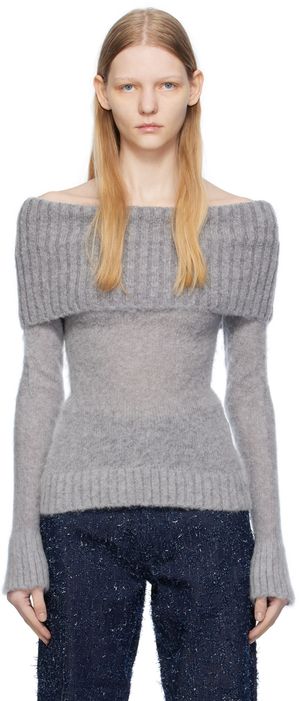 Elleme Pull gris à épaules dénudées