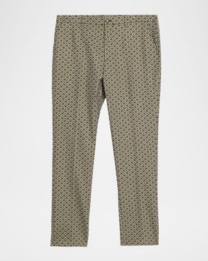 Men's Medallion Jacquard Flat-Front Trousers