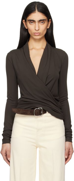 TOTEME Khaki Overlapped Jersey Top