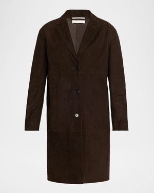 Babilonia Suede Belted Single-Breasted Coat