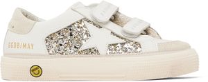 Golden Goose Kids White & Silver May School Sneakers