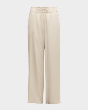 Stretch Silk Satin Track Trousers