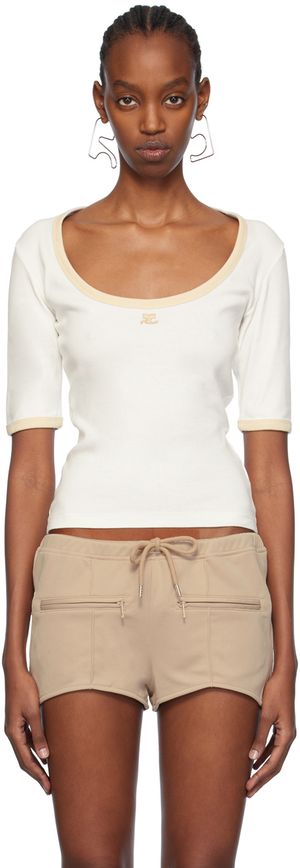 Courrèges T-shirt blanc à encore arrondie