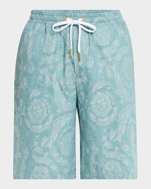 Men's Barocco Denim Drawstring Shorts