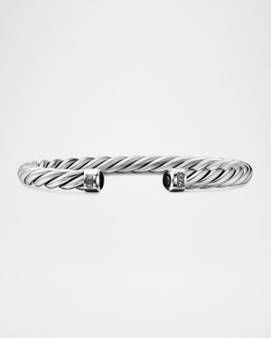 6mm Men's Cable Cuff Bracelet in Silver